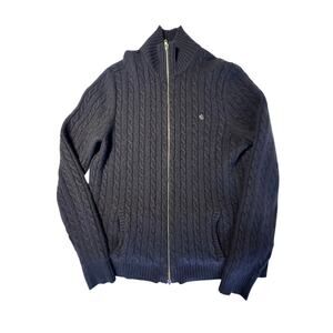 Lauren Ralph Lauren Cashmere Sweater XL Brown Cable Knit Full Zip Cardigan